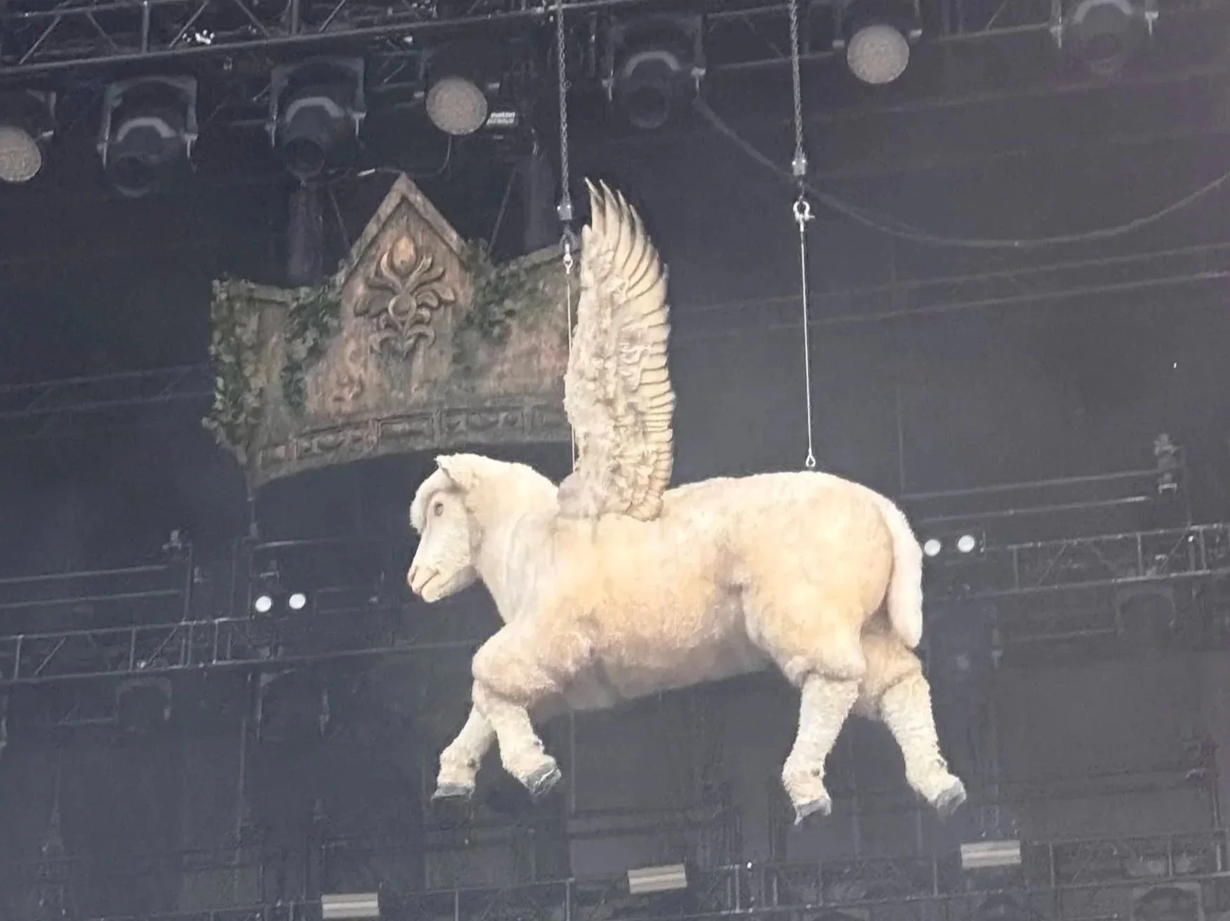 Franklin the Flying Sheep in front of the Fall Out Boy stage